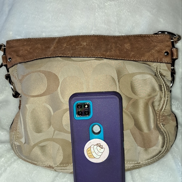 COACH GENUINE LEATHER AND SATIN JACQUARD BUCKET BAG - Picture 8 of 16